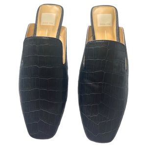Dolce Vita Bree Mules Black Crocodile Embossed Size 8